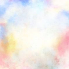 the sky is filled with colorful clouds in pastel colors and blue, pink, yellow, white