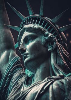 the statue of liberty is shown in this artistic photo