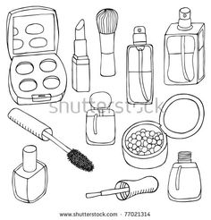 various cosmetics and makeup products on a white background stock photo, images and royalty illustrations