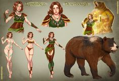 an image of some women and bears in costume for the game avatars, including a bear