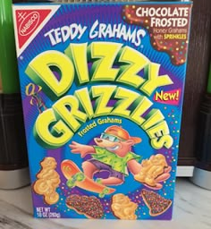 the front of a box of pizza grizzles