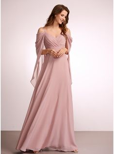 JJ's House Chiffon V-Neck <=100 >=80 Fall Spring A-line General Plus Back Zip Vintage Dusty Rose Height:5.8ft（176cm） Bust:32in（82cm）Waist:24in（61cm）Hips:35in（89cm） Floor-Length Pink Model Name:Katy  Height:5.7ft（173cm）  Bust:40in（101cm）  Waist:32in（83cm）  Hips:44in（. #JJ's House #Chiffon #VNeck #<=100 #>=80 #Fall #Spring #Aline #General #Plus #BackZip #Vintage #DustyRose #FloorLength #Pink Dusty Rose Dress Formal Long, Bridesmaid Dresses For Big Bust, Bridesmaid Dress For Apple Shape, Off Shoulder Floor Length Dress, Aline Bridesmaid Dress, Long Sleeve Chiffon Dress Bridesmaid, Bridesmaid Dresses Sleeveless, Blush Bridesmaid Dresses With Sleeves, Victorian Style Bridesmaid Dresses