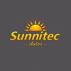 the logo for an auto repair business, sunritec autos is shown on a gray background