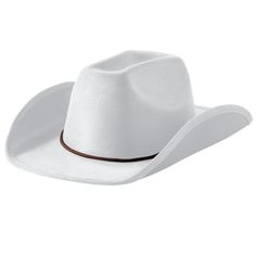 SET INCLUDES: Included in the set is 1 white cowboy hat. Prepare to dive into some fun and embrace your inner cowboy or cowgirl with our White Cowboy Hat. This accessory is the ideal addition to finish off your Western-inspired costume. White Adjustable Western Costume Hats And Headpieces, Adjustable White Western Costume Hats And Headpieces, Adjustable White Western Costume Hat, White Wide Brim Felt Hat For Rodeo, White Western Hat For Western-themed Events, White Wide Brim Felt Hat For Ranch, White Western Wide Brim Felt Hat, White Wide Brim Western Felt Hat, White Brimmed Costume Hat For Rodeo