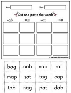 cut and paste the words worksheet for kids to practice their english language skills