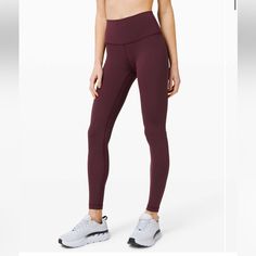 Lululemon Wunder Under Super High Rise Tight 28” Full On Luxtreme -Size 8 -Color Cassis (Burgundy) -Smoke Free & Pet Free Home Burgandy Yoga Pants, Wine Lululemon Leggings, Best Lululemon Leggings, Lululemon Yoga Pants, Burgundy Leggings, Lululemon Yoga, Hello Fashion, Weekly Outfits, Lululemon Leggings