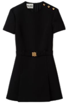 Luxury Black Belted Dress, Formal Fitted Miu Miu Dresses, Miu Miu Fitted Formal Dresses, Luxury Black Business Dress, Miu Miu Dresses, Tailoring Ideas, Dc Style, Miu Miu Dress, Miu Miu Handbags