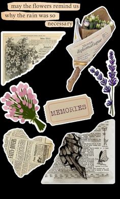 an assortment of stickers with flowers on them