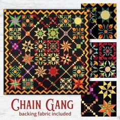 the front cover of chain gang quilts, with three different designs on each side