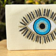 Beaded Clutch Purse, Bohemian Bag, Bohemian Bags, Beaded Clutch, Neutral Color, Hand Beading, Clutch Purse, Neutral Colors, Evil Eye