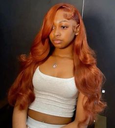 Side Part Ginger Wig, Ginger Side Part Wig, Ginger Orange Hair, Wigs Hairstyles, Frontal Hairstyles, Body Wave Wig, Body Wave Hair