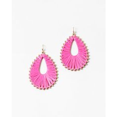 Rafia Teardrop Earring -Fushia Beach Teardrop Beaded Earrings, Trendy Teardrop Earrings For Spring, Spring Trendy Teardrop Earrings, Summer Woven Jewelry, Summer Teardrop Beaded Earrings, Trendy Teardrop Jewelry For Spring, Spring Teardrop Jewelry, Spring Trendy Teardrop Jewelry, Chic Teardrop Jewelry For Summer