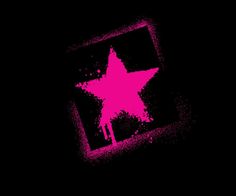 a pink star on a black background