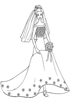 the barbie doll is wearing a wedding dress and holding a flower bouquet in her hand