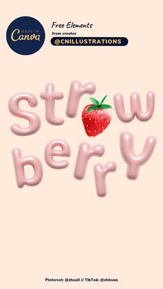 Pink fonts Canva free element strawberry cute coquette Anti Branding Design, Canva Letter Element, Free Canva Elements, Font Canva Lettering, Font Love, Font Bubble, Canva Font, الفن الرقمي