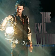 a man holding a lantern in his right hand with the evil within written on it