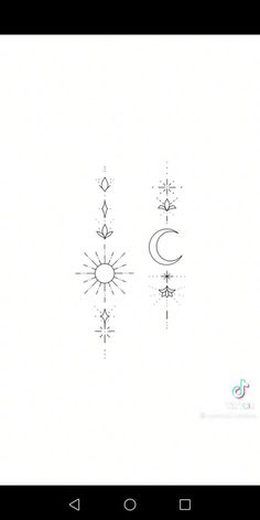 an image of some tattoos on a white background with the sun, moon and stars