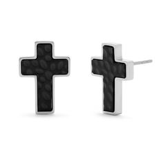 These Black Stainless Steel Textured Cross Stud Earrings add a beautiful touch to any outfit with their meaningful design. Crafted with hammered black plated stainless steel, these unisex 1/2" long by 1/4" wide cross studs are the perfect gift for any religious celebration. Stainless Steel Texture, Cross Stud Earrings, Cross Earrings Studs, Cross Earrings, Online Earrings, Black Stainless Steel, Mens Jewelry, Plating, Stud Earrings