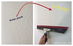 someone painting the wall with white paint and red brush to remove it from ylck