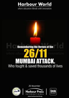 a candle with the words mumbai attack on it and an image of a burning candle