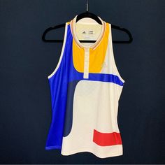 Pharrell Williams For Adidas New With Tags Tennis Golf Collared Sleeveless Tank. Size Large. Keyhole In The Back. Climalite Bust: 19” From Pit To Pit Waist: 17” Across Length: 25” 22 Tennis Tank Tops, Adidas Tank Top, Black And White Stars, Adidas Tee, Block Color, Adidas New, Yellow Tank Top, Athlete Workout, Muscle Tank Tops