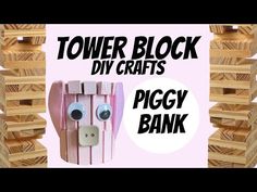 a piggy bank made out of wooden blocks