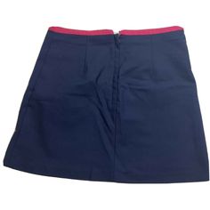 H&M New Navy Blue & Pink Trim A-Line Above Knee Length Skirt. Open Pockets Size 6. Condition Is New With Tags. 15 Inch Length/14 1/2 Waist. High Waist Blue Mini Skirt Retro Style, Retro Blue Fitted Skort, Retro Blue Mini Skort, Fitted Blue Skirt From H&m, Fitted Cotton Skirt By H&m, Fitted Navy Mini Skirt, Fitted Blue Skirt By H&m, Navy Fitted Mini Skirt, Fitted Blue Bottoms By H&m