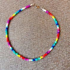 New!!! Cute Handmade Rainbow Choker 14.5” Long Keep In Clean, Smoke-Free, Pet-Free Home Fast Shipping! Cute Beaded Necklaces, Bone Bead Necklace, Rainbow Choker, Anthropologie Necklace, South Sea Pearl Necklace, Bracelets Tutorial, Picture Locket, Diy Jewelry Unique, Fundraising Ideas