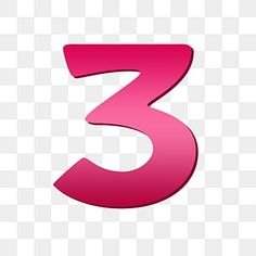 the number three is pink and it appears to be in red font, with no background