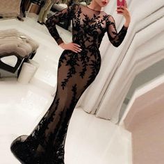 Red Carpet Dresses Long, Black Mermaid Prom Dress, Backless Lace Dress, Formal Prom Dress, Black Mermaid, Long Sleeve Dress Formal, Long Sleeve Evening Dresses, Long Prom Dresses, Lace Mermaid