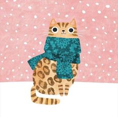 a painting of a cat wearing a scarf