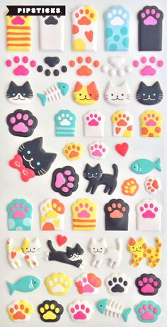 an assortment of cat and dog stickers