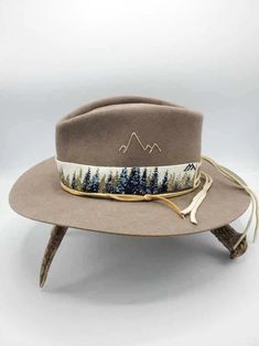 Artisan Adjustable Hat Bands For Outdoor, Handmade Artisan Hat Bands For Outdoor, Custom Adjustable Hat Band For Winter, Custom Adjustable Hat Bands, Unique Adjustable Hat Bands For Country Events, Unique Adjustable Brown Hat Bands, Beading Designs, Hat Bar, Occasion Hats