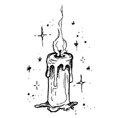 Goth Tattoo Line Art, Ink Art Aesthetic, Candle Stick Tatoos, Wishing Well Tattoo, Witchy Doodles Simple, Simple Witch Tattoo, Dark Themed Tattoos, Candlestick Tattoo, Gothic Doodles