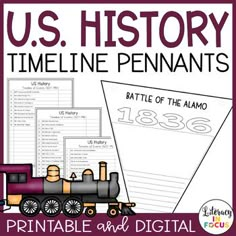 the battle of the alamo is shown in this printable us history time line