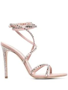 Paris Texas Holly Zoe Lace-Up 115mm Sandals In Pink - 60% Off | Editorialist Pink Embellished Sandals For Galas, Pink Embellished Sandals For Gala, Elegant Pink Strappy Heels, Glamorous Pink Strappy Heels, Elegant Pink Embellished Sandals, Luxury Pink Embellished Sandals, Luxury Pink Sandals With Rhinestones, Elegant Pink Strappy Sandals, Paris Texas