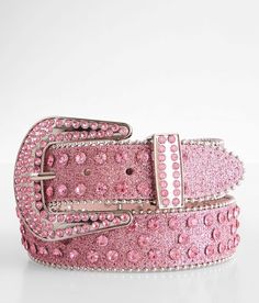 BKE Glitz & Glitter Western Belt - Pink Small, Women's Pink Rhinestone 1 1/2 faux leather belt Shot bead trim. 70% Polyurethane 20% Acrylic 10% Iron. Wipe with a damp cloth only. Do not wash. Do not tumble dry. Do not bleach. Do not iron. Do not dry clean.. WOMEN'S BELT SIZE CONVERSION CHART Jean Size 23-24 25-26 27-28 29-30 31-32 Belt Size XS S M L XL Belt Length** 34 37 40 43 46 *Conversion sizes may vary. **Measures from end to end excluding the buckle. These are general guidelines and sizing Bb Belts, Bling Belts, Glitter Rosa, Disney Valentines, Pink Belt, Pink Cowgirl, Western Belt, Pink Bling, Rhinestone Belt