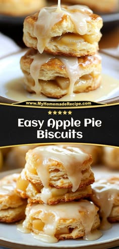 a stack of apple pie biscuits on a plate