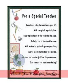 a teacher appreciation card with the words thank you for teacher