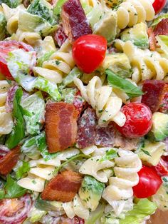 pasta salad with bacon, lettuce and tomatoes