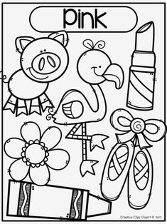 a coloring page with the words pink on it