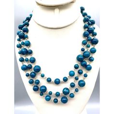 "Vintage Dana Buchman Triple Strand Beaded Necklace, Silver Tone and Marbled Blue Measurement * 18\" Condition * Very nice condition. Gently used. Size: Womens 18\" Condition: Pre-Owned Good" Accessories Jewelry Necklace, Women Accessories Jewelry, Necklace Silver, Silver Necklaces, Women's Accessories, Silver Tone, Jewelry Accessories, Beaded Necklace, Jewelry Necklaces