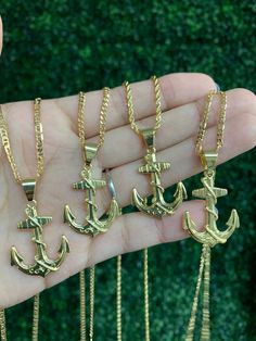 "18kt Gold Filled Anchor Charm Necklace Chain Options and Lengths are available below. Chain thickness is between 2-2.5mm. For KIDS: We recommend 16\" For MEN: We recommend 24\" Chain can have a .5\" variation. Please size up if necessary. Top to Bottom: Option 1: Curb Chain Option 2: Rope Chain Option 3: Mariner Link Material: 18 Karat Gold Filled, Hypoallergenic. Gold-filled does not de-laminate or peel like Gold plated Jewelry nor does it tarnish as readily as silver. Generally speaking, gold Gold Anchor Necklace In Nautical Style, Gold Nautical Anchor Necklace, Gold Nautical Anchor Jewelry, Nautical Anchor Shaped Gold Jewelry, Nautical Anchor Gold Jewelry, Nautical Style Anchor Gold Jewelry, Nautical Anchor-shaped Gold Jewelry, St Jude Necklace, Saint Necklace