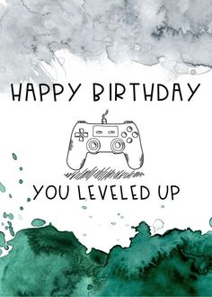 a happy birthday card with a video game controller