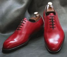 Handmade Men Red Oxford Genuine Leather Lace Up Men Formal Dress Shoes sold by LeatherWear2016 on Storenvy Tassel Shoes, Oxford Style, Up Party, Suede Leather Shoes, High Ankle Boots, Leather Oxford Shoes, Leather Dress Shoes, Sole Shoes, Dress Formal