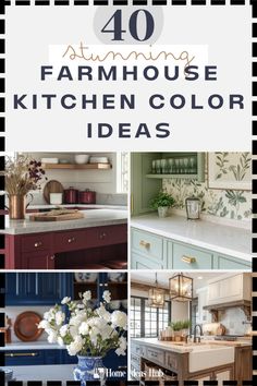 the words 40 stunning farmhouse kitchen color ideas