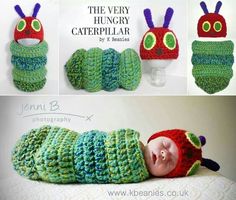 the crocheted caterpillar is laying down