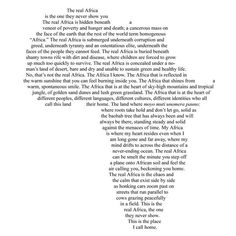 an image of a poem written in black and white with the words africa on it