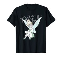 a black t - shirt with an image of a fairy on it