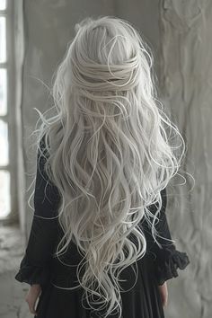 White Hair Faceless, White Hair Aesthetic, Hair Aesthetic Faceless, Elvish Hairstyles, Long Hair Aesthetic, White Long Hair, Beach Waves Hair, Viking Aesthetic, Hair Doctor